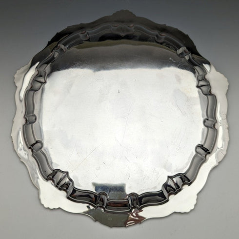 1905年 英国アンティーク 純銀(925シルバー) カードトレイ 直径25.5cm 397g